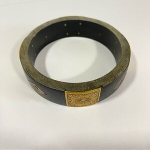 Vintage Wood & Metal Bracelet Cuff